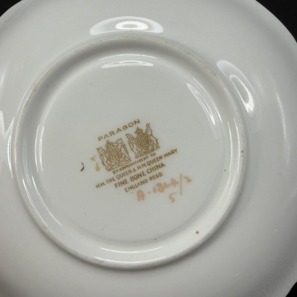 Antique Paragon Cabbage Rose Tea Cup and Saucer Set Heavy Gold Pattern England - Picture 5 of 16